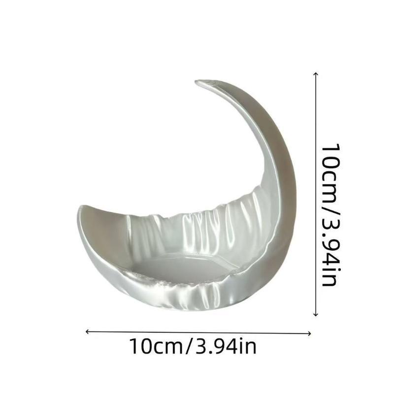 Moon Design Pearl White Jewelry Storage Tray Eco-friendly Resin Organizer for Bedroom Nightstand Vanity Daily Use