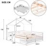 Flieks Children's Bed House Bed 90x200 Cm with 2 Drawers Double Bed, Versatile Wooden Treehouse Bed for Girls & Boys