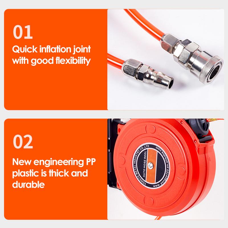 6m Einziehbarer Luftschlauchaufroller Automatischer Einziehbarer Luftkompressor-Schlauchaufroller Schwenkbarer Auslaufsicherer Luftschlauchaufroller Für die Automobilwartung