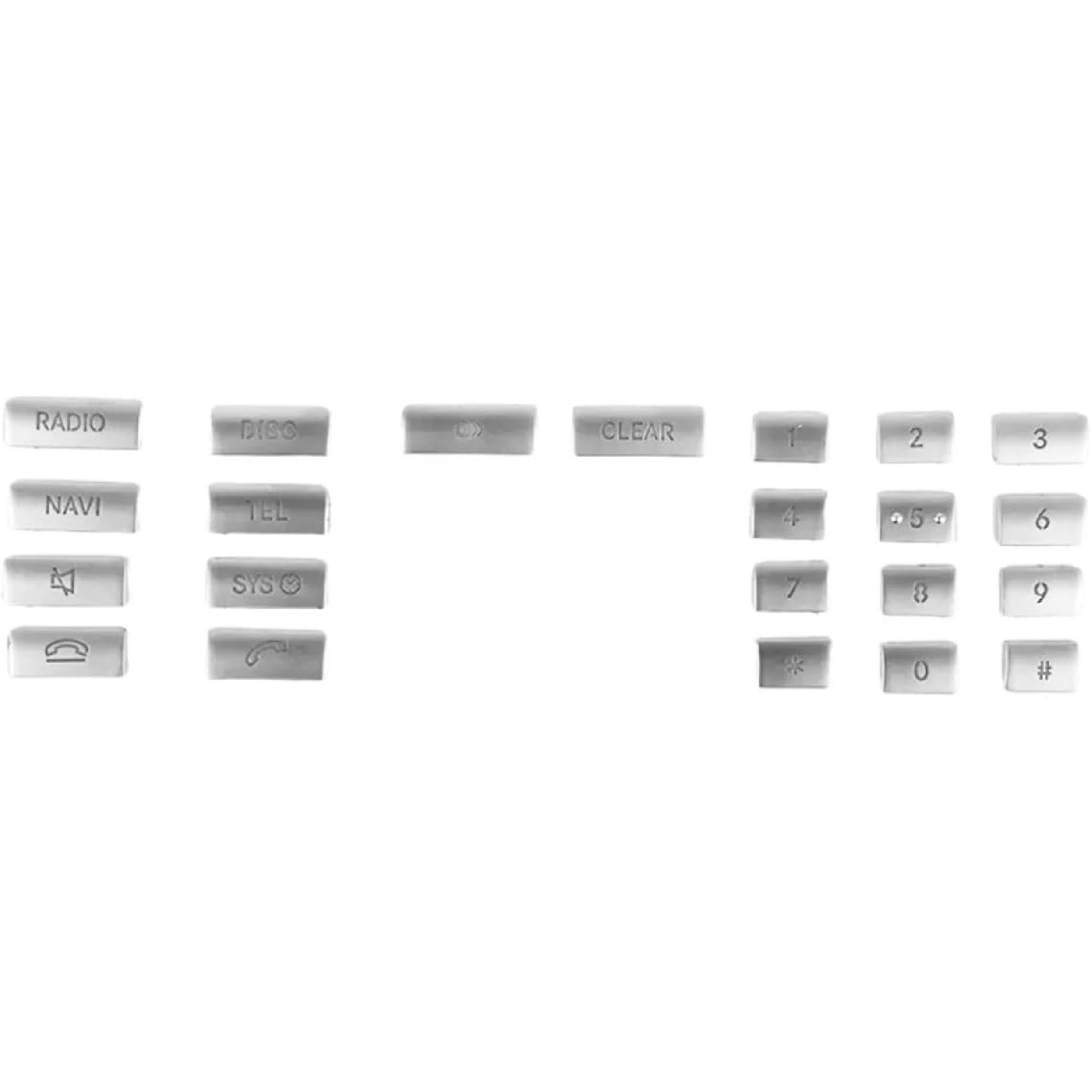 

22Pcs Car Center Console Radio CD Pannel Numbers Button Cover Stickers Set For Mercedes For Benz W204,W212,C218,GLK,X204 Silver