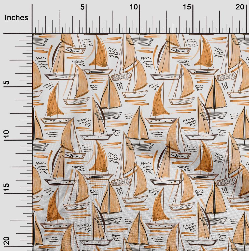 oneOone Cotton Flex Dark Peach Fabric Beach Boat Sewing Fabric By The Yard Printed Diy Clothing Sewing Supplies 40 Inch