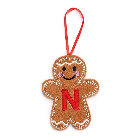 Gingerbread Man Ornaments Initial Alphabet Monogram Gingerbread Hanging Ornament Family Name Letter Xmas Tree Decor