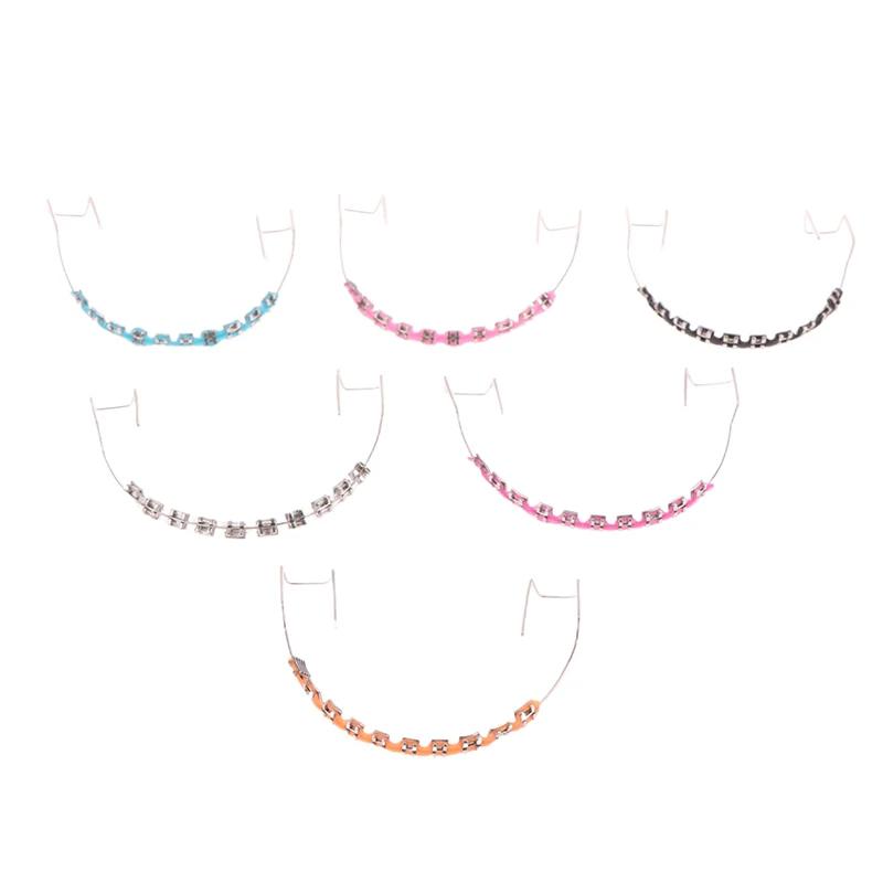 1Pair Fake Braces Colorful Brackets For Teeth Temporary Metal Wires Metal Bracket Orthodontic Ligature Ties Dental