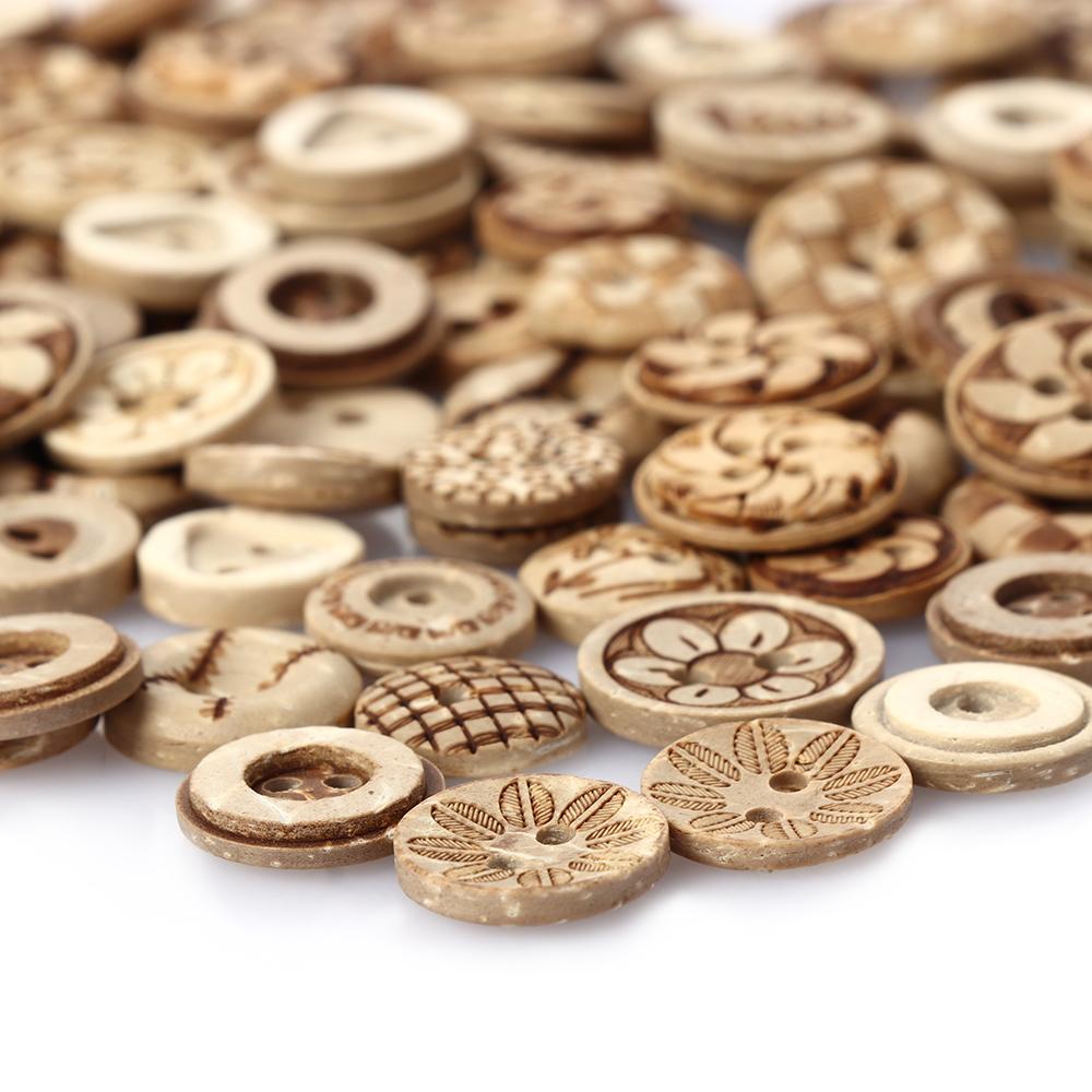 50Pcs Natural Wooden Sewing Buttons For Clothing Decorations Scrapbooking Eco-friendly Wood DIY Crafts Accessories Wholesale