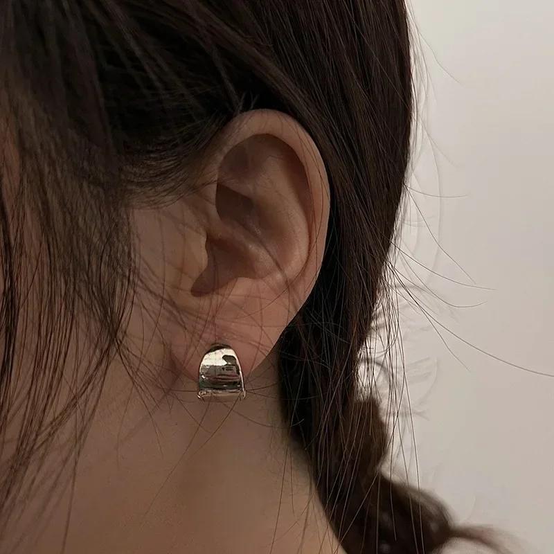 Real  Sterling Silver 10/13MM 14K Gold Round Hoop Earrings for Women Minimalist Geometric Fine  Trendy Accessories