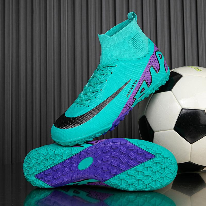 Professional Football Socks Shoes Men's TF Broken Nails Artificial Grass Non-slip Training Shoes High-top Teenagers Men's Long Nails