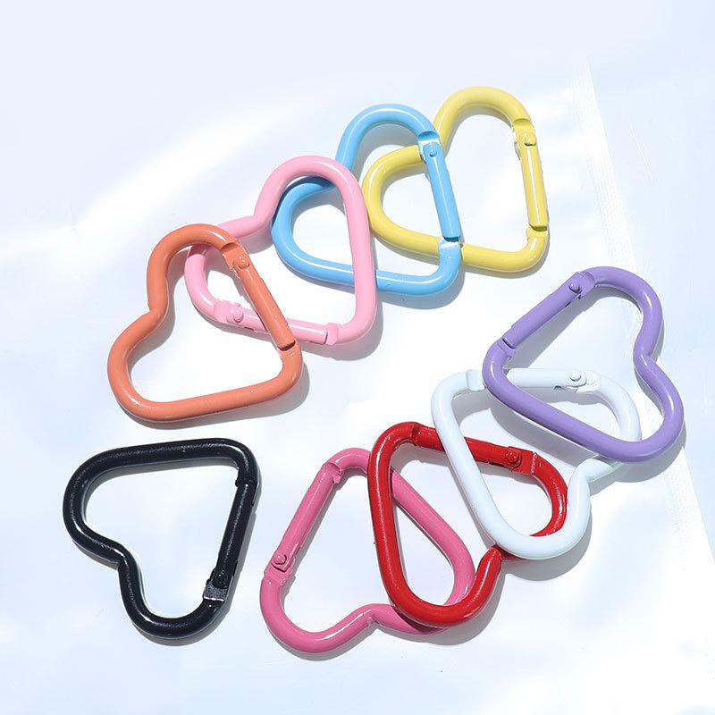 10 Pièces Attache à Ressort en Forme de Cœur Métallique Mousqueton Ouvrable en Forme de Cœur Porte-clés Clips Crochet Chaîne pour Chien Boucles pour Bijoux DIY Connecteur