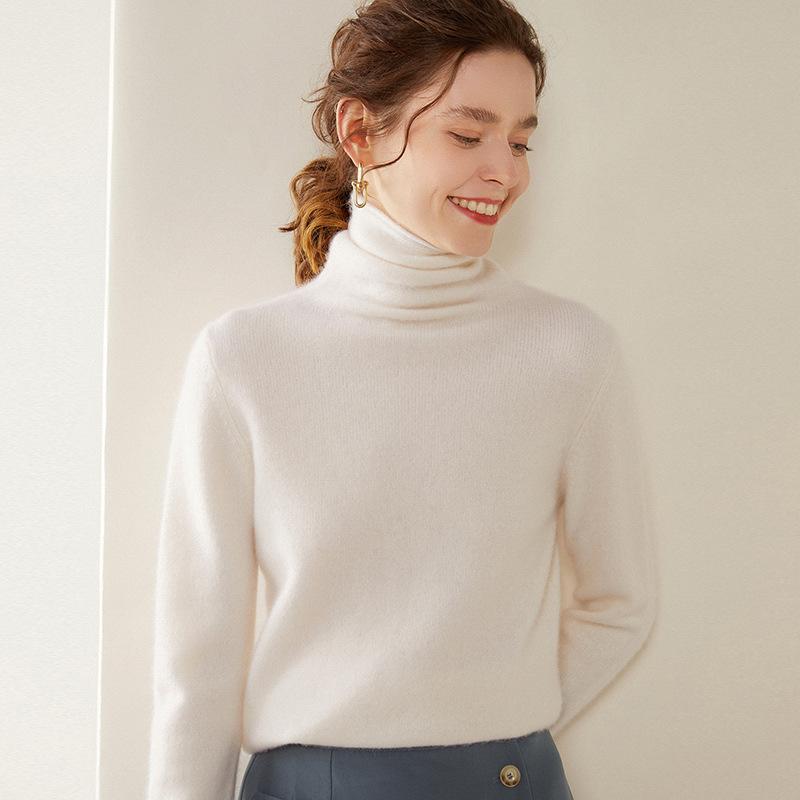 Cashmere Stack Collar Sweater: 2025 Autumn/Winter Women's Loose Slimming Korean Style Pullover Base Layer.
