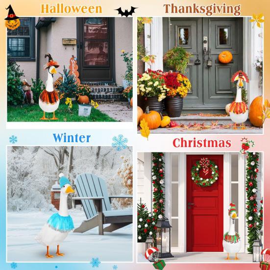 1 Set Lawn Goose Outfits Halloween Christmas Easter Independence Day Valentine's Day Festival Outdoor Yard Paty Goose Statue