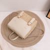 PU-Leder Stroh Rucksack Vintage Stil Retro Design Umhängetasche Luxuriös Elegantes Aussehen Gewebter Rucksack All-Match Stil