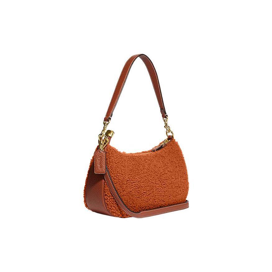 Coach Teri C Logo Plush Zipper Tote Bag Women Handbags Deep-Orange CE557-IMNOA