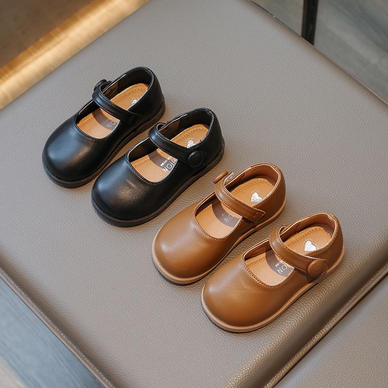 Black School Girl Leather Shoes New Solid Color Autumn Versatile Kids Mary Jane Shoes Fashion Non-slip Children Princess Shoes