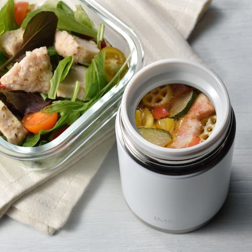 Wahei Freiz Lunch Box Soup Compact Lunch Pot Imio 300ml White Vacuum Insulated Structure Warm/Cold IM-0012