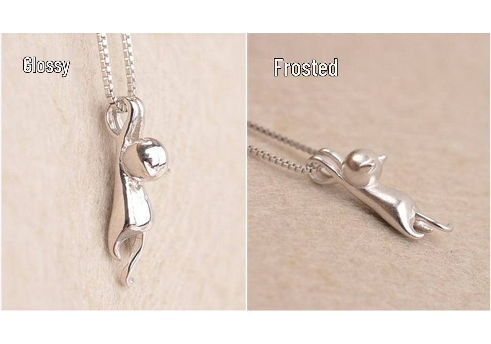 Korean Style 925 Sterling Silver Cat Pendant Necklace for Women