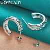 925 Sterling Silver Semicircle  Hollow Plant Stud Earrings For Women Fashion Charm Jewelry