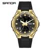 Sanda Trendy Waterproof Sports Watch - Minimalist Design with Dual Display for Students
