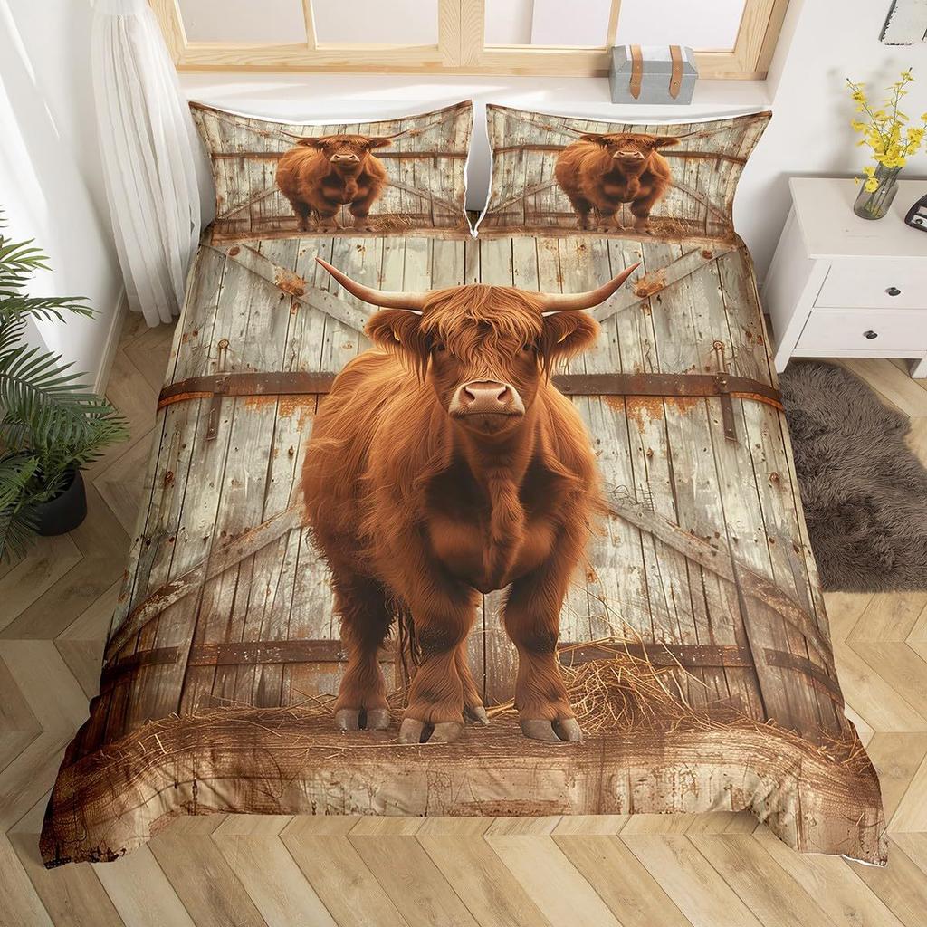 Highland Cattle Digital Printing Quilt Cover Bedding Set Quilt Cover Animal Three-Piece Set