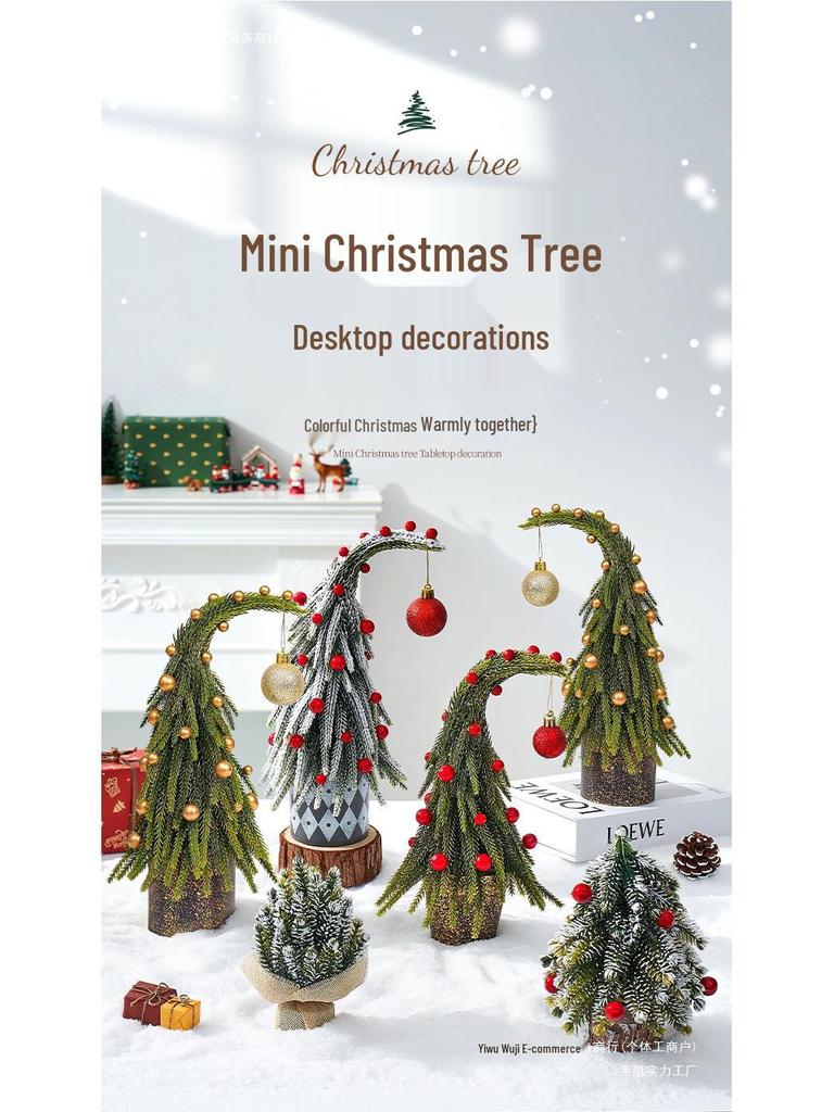 Small Crooked Neck Christmas Tree Ornament for Desktop Decoration