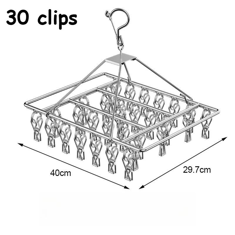 

50 clips/30 clips Stainless Sock and Underwear Storage Rack|Multi-Clip Clothes Drying Rack, Windproof and Anti-Slip Wall Hanging