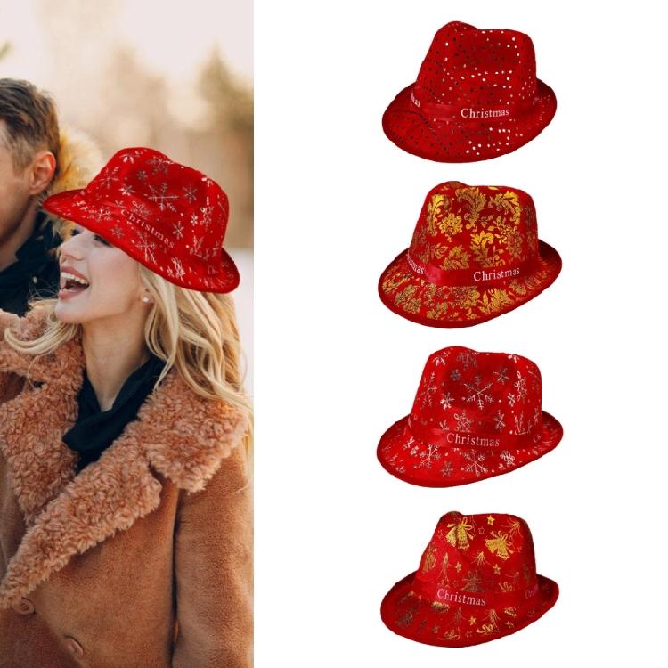 Cappello a Cilindro con Motivo di Paillettes per Festival di Natale Celebrazione Festiva Cappello Travestimento di Natale Accessori per Costumi Cappello Panama
