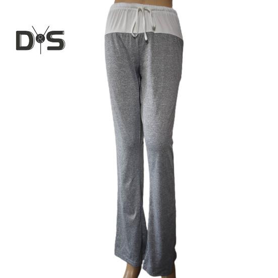 Pantaloni de yoga pentru femei, culori contrastante, cu șnur, talie elastică, picior lat, largi, moi, respirabili, pentru femei, pantaloni lungi pentru femei