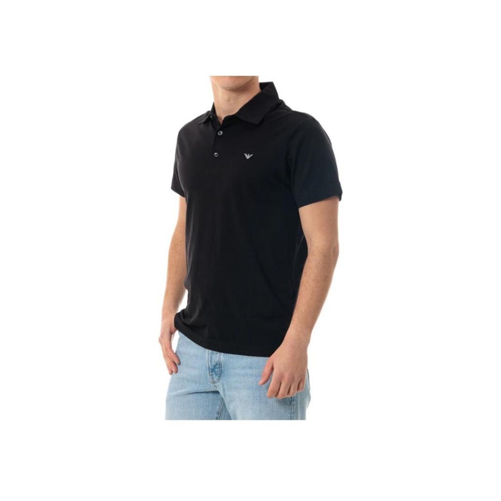 Emporio Armani Logo Solid Color Short Sleeve Polo Shirt Men tops Black EM000571-AF12331-UC001