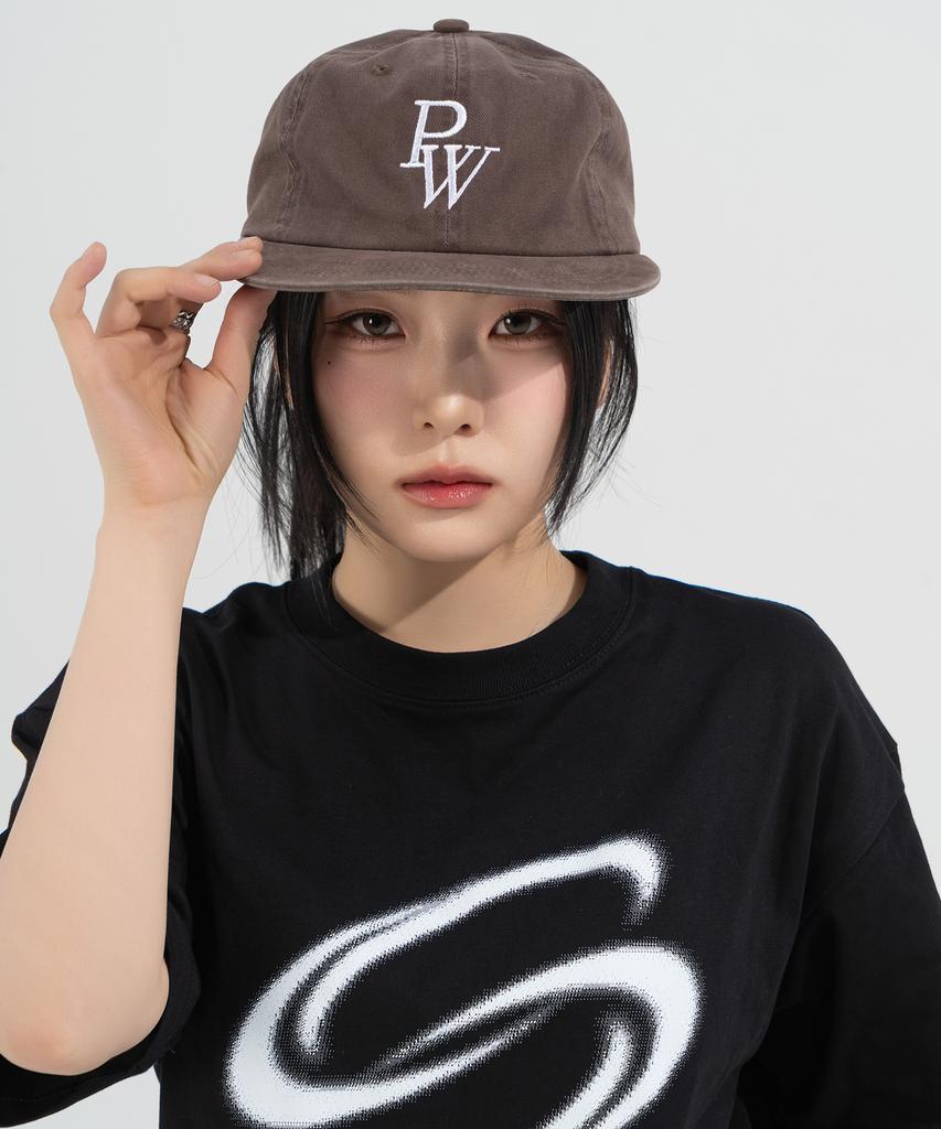 Peijeuhwaiteu Pw Logo Washed Flat Visor Cap (Brown)