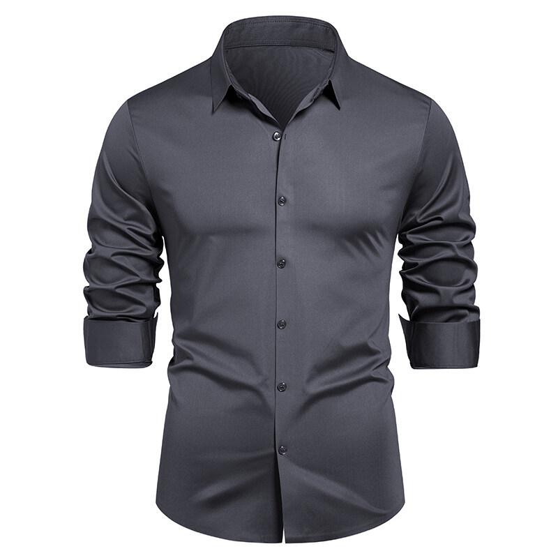 Business Casual Long Sleeve Shirt Men's Fashion Bottom Shirt Stretch Men's Shirt