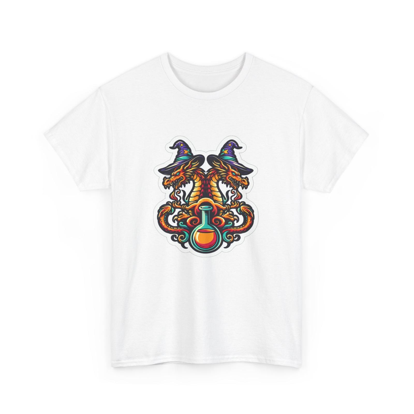 Unisex Adult T Shirt Dragon Wizards with Magic Potions Mythical Fantasy Tee S разноцветный