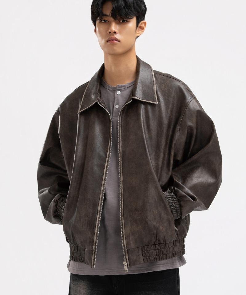 Underoff Glossy Vintage Leather Jacket Brown