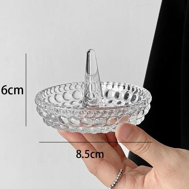 Creative Relief Glass Tray Light Luxury Dressing Table Jewelry Storage Trays Decorative Watch Plate Room Organization Tray