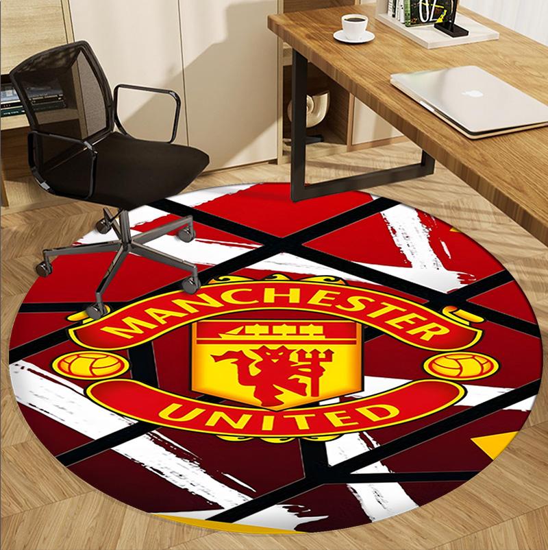 Manchester City FC Pattern Round Rug, Indoor/Outdoor Mat, for Picnic, Gameroom, Bedroom, Office, Living Room, Home Decor Carpet, Birthday Gift