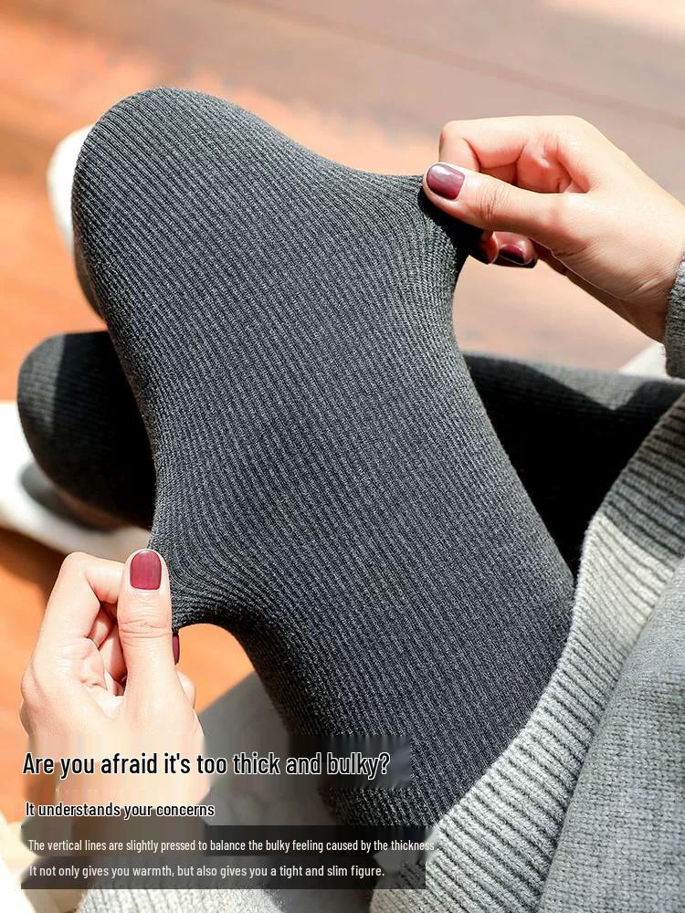 Dicke warme gestreifte Leggings für Damen für Stiefel - Herbst/Winter Fußbedeckende Strumpfhose