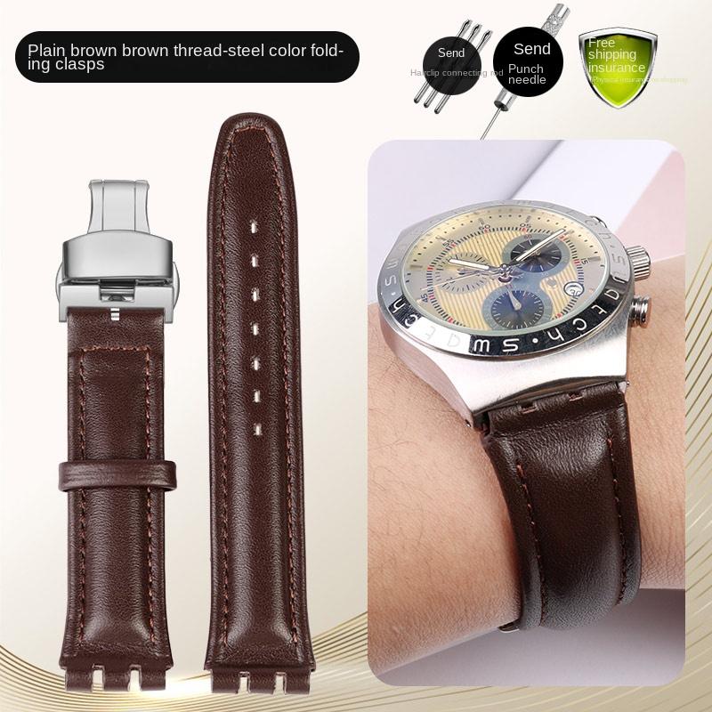 For swatch YCS YAS YGS series watch band 17mm 19mm genuine leather Wrist Strap Women men watch strap belt bracelet accessories