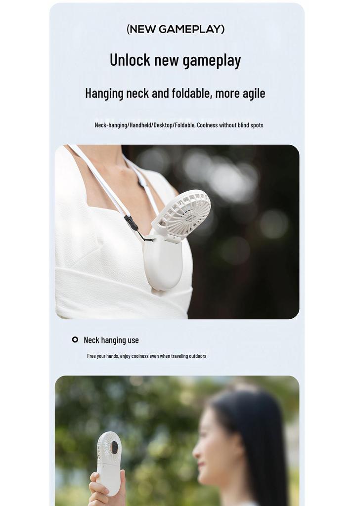 Portable Handheld Folding Neck and Desktop Multi-Purpose Cooling Fan