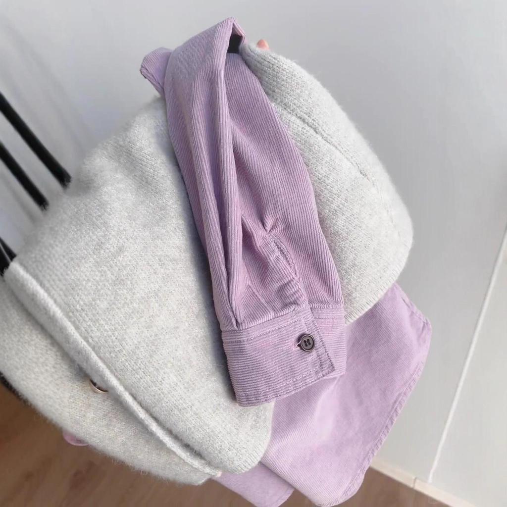 Japanese Retro Corduroy Lapel Shirt & Knit Vest Layered Set for Fall/Winter