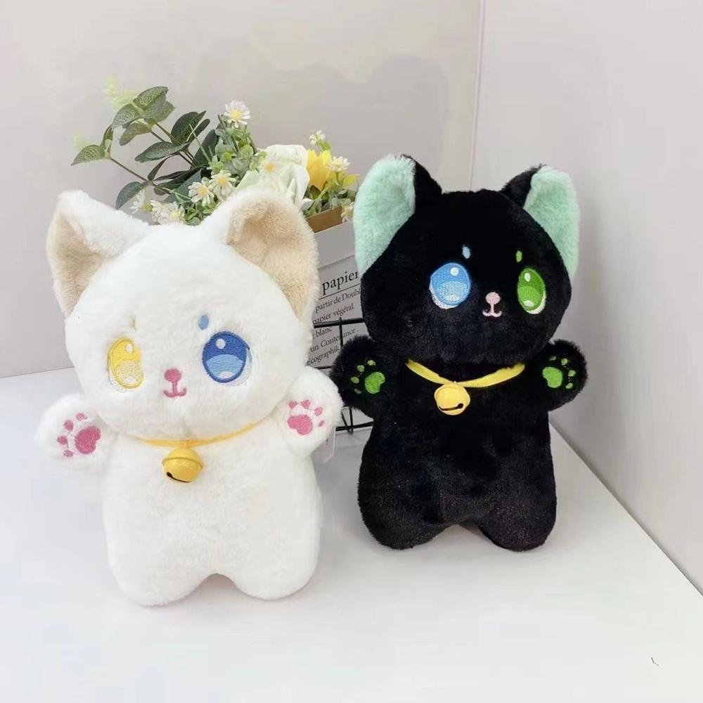 23CM A Pair Of Black And White Fairy Cat Different Eyes Holding Bell Doll Send Girlfriends Girlfriend Christmas Gifts 23cm