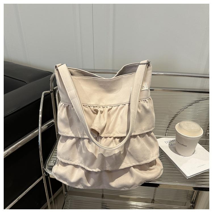 Korean Skirt Ruffle Cloth Bag Women's 2025 New Trendy Fashion Niche Tote Bag Large Capacity Messenger Bag
