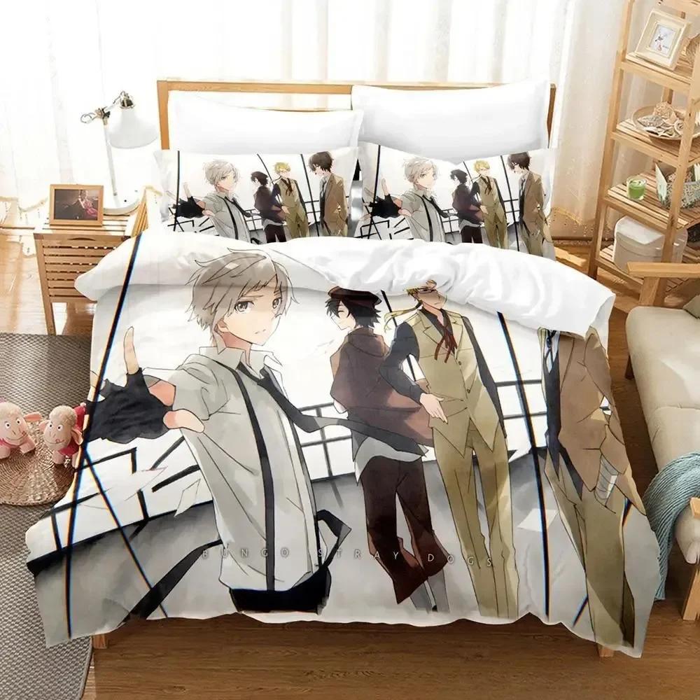 Bungou Stray Dogs S4 Beding Set Single Twin Ful Quen King-Sized Dimensionsd Dimensions Bed Linen Set Adult People Kid Bedrom Duvetcover Sets Anime Bed