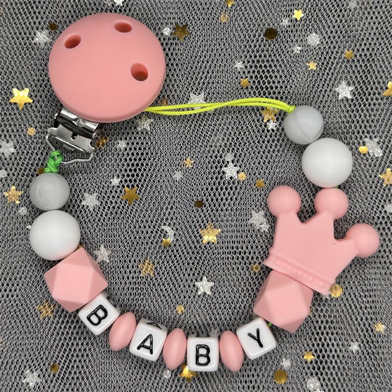 Free Personalised BPA Free Silicone Baad Dummy DIY Silicone Baby Pacifier Custom Clip Name Colorful Pacifier Chain Teething Gift
