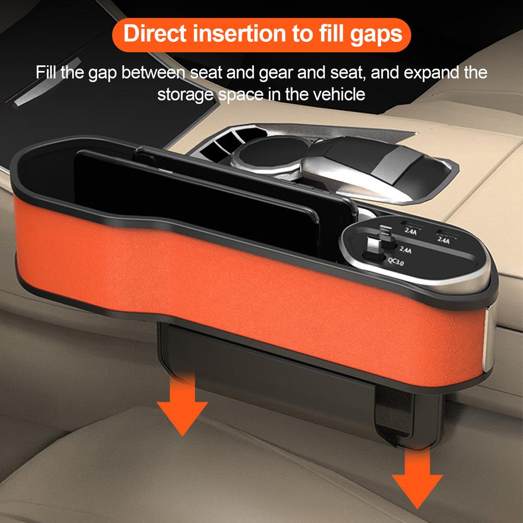 Car Seat Storage Box, Car Seat Slot Storage Box, In-Car Mobile Phone Wireless Charger Multifunctional