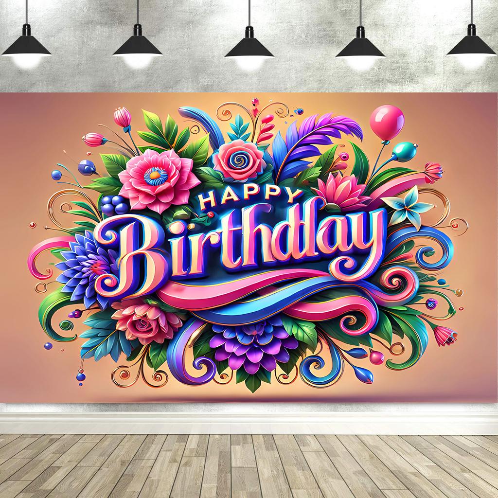 Dewprint Happy Birthday Backdrop Banner for Women Party Decorations Photoshoot Photography Background Curtains Screen Props