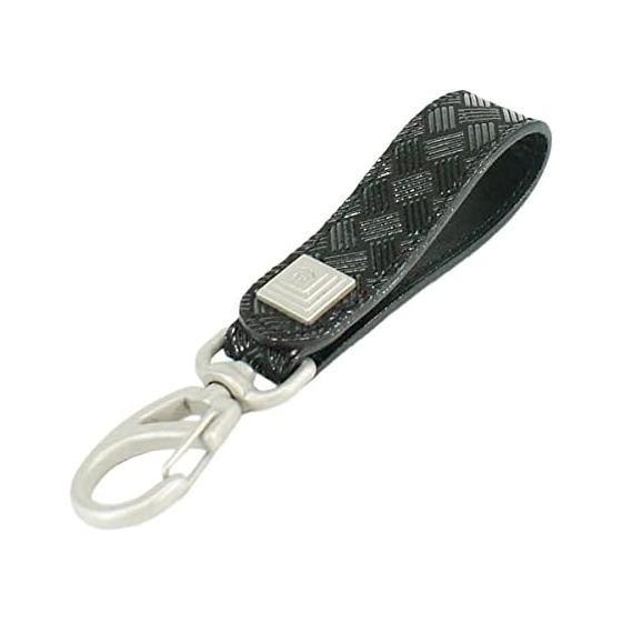 Inden-ya Belt Strap Keychain B, Deer Leather, Black Base x Black Lacquer, Amida-ami Pattern, 4701-01-158