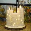3Pcs Flameless LED Candles with Embedded Star String Battery Operated Candles Flickering LED Candles For Home Decoration