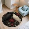 Flower Crow,Round Area Rug,Carpet Rug for Living Room Bedroom Sofa Playroom Decor,Non-slip Floor Mat