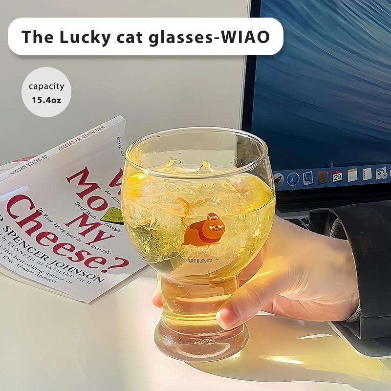 Korean Style Cute Cat Special-shaped Glass Transparent Water Glass Beer Cup Coffee Cup Milk Drinking Mug Juice Barware