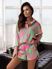 Women's Multi-color Vacation Style Casual Shirt and Shorts Set, 2022