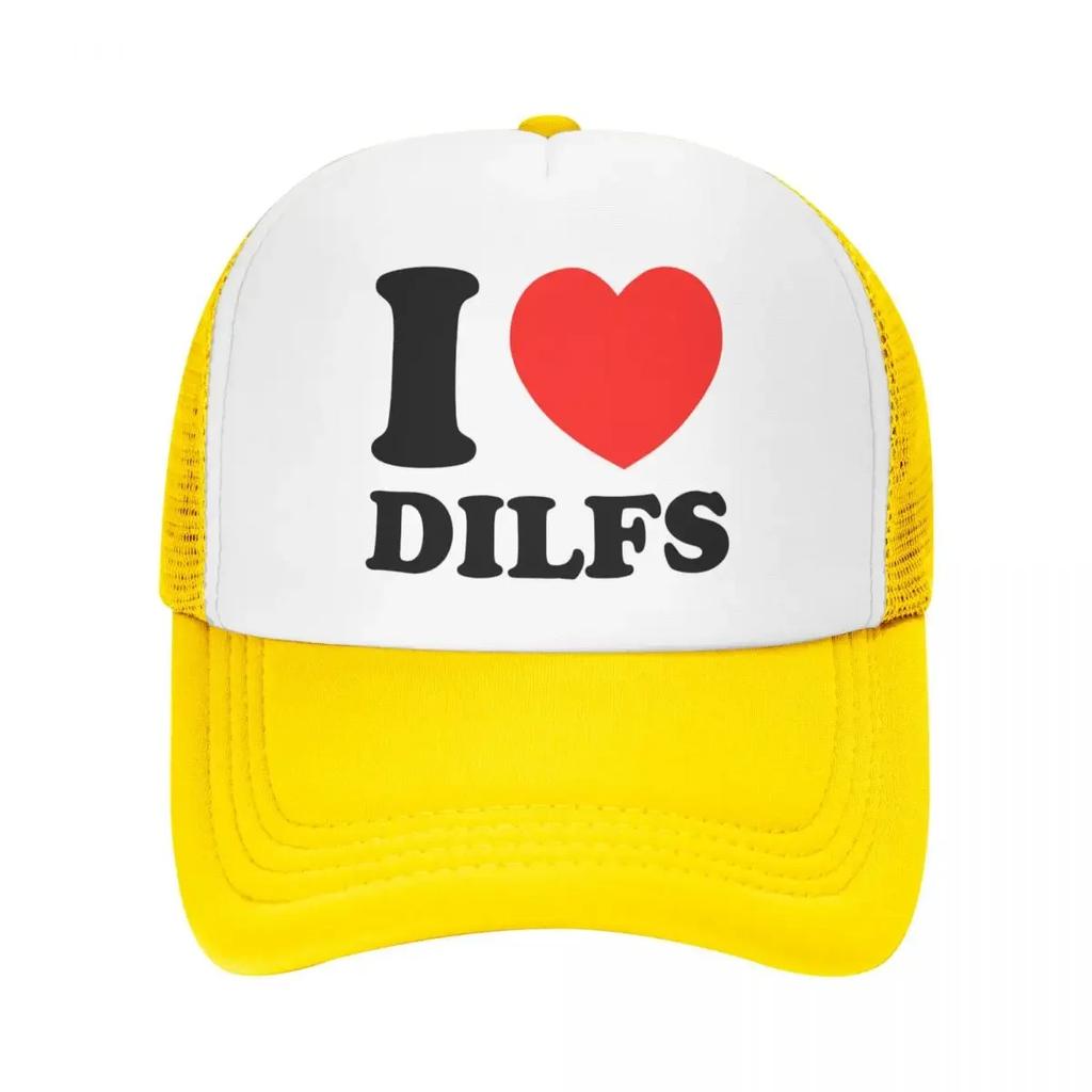 Individuelle Mode Unisex Ich Liebe Dilfs Trucker-Kappe für Erwachsene, Verstellbare Baseballkappe für Unisex Damen, Outdoor-Trucker-Kappe
