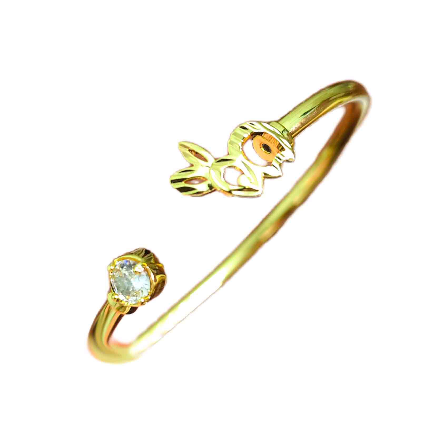 

Элегантный браслет-бенгл с бриллиантами и дизайном кролика с золотым покрытием для женщин