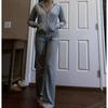 2 Pieces of Women's Outfit Fall Winter Women's Tracksuit Crystal Hoodies and Pant Sets Y2K Velvet Tracksuit